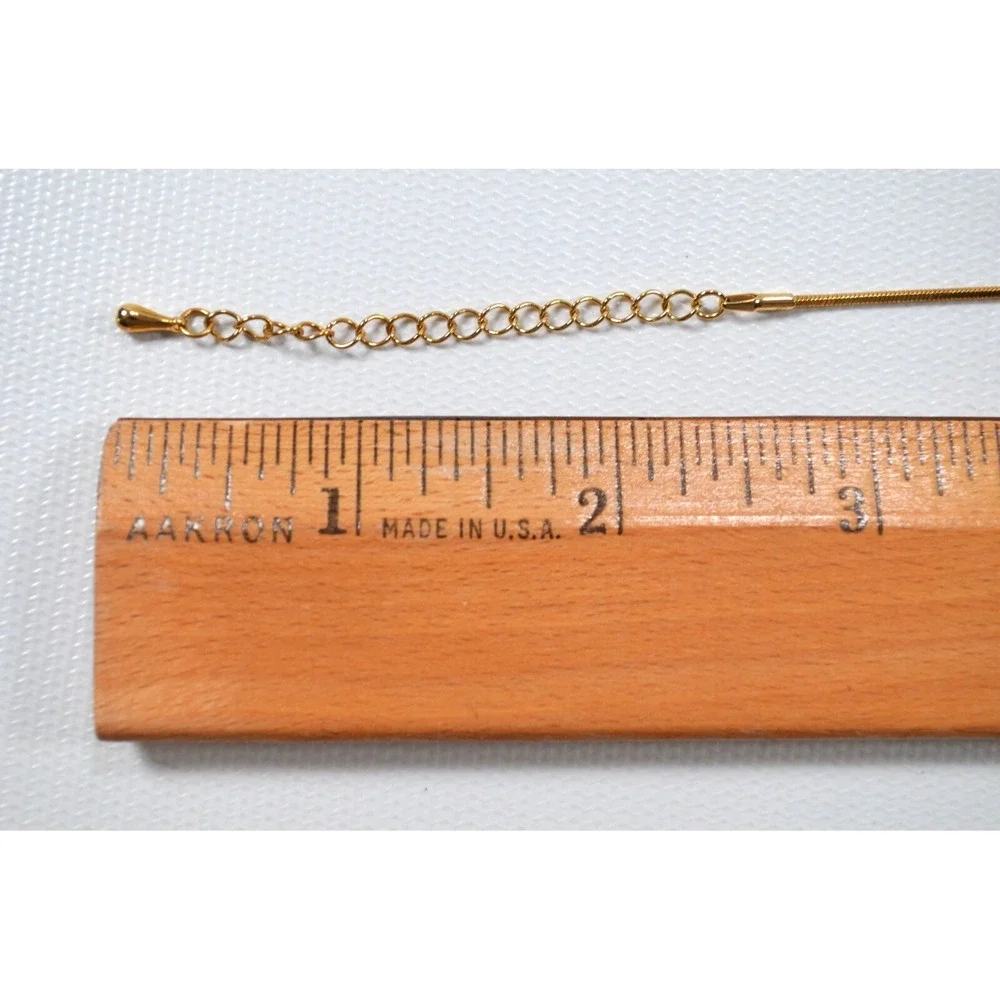 Gold Tone Thin‎ Snake Necklace with CZ Cubic Zirconia Floating Drop Pendant 18